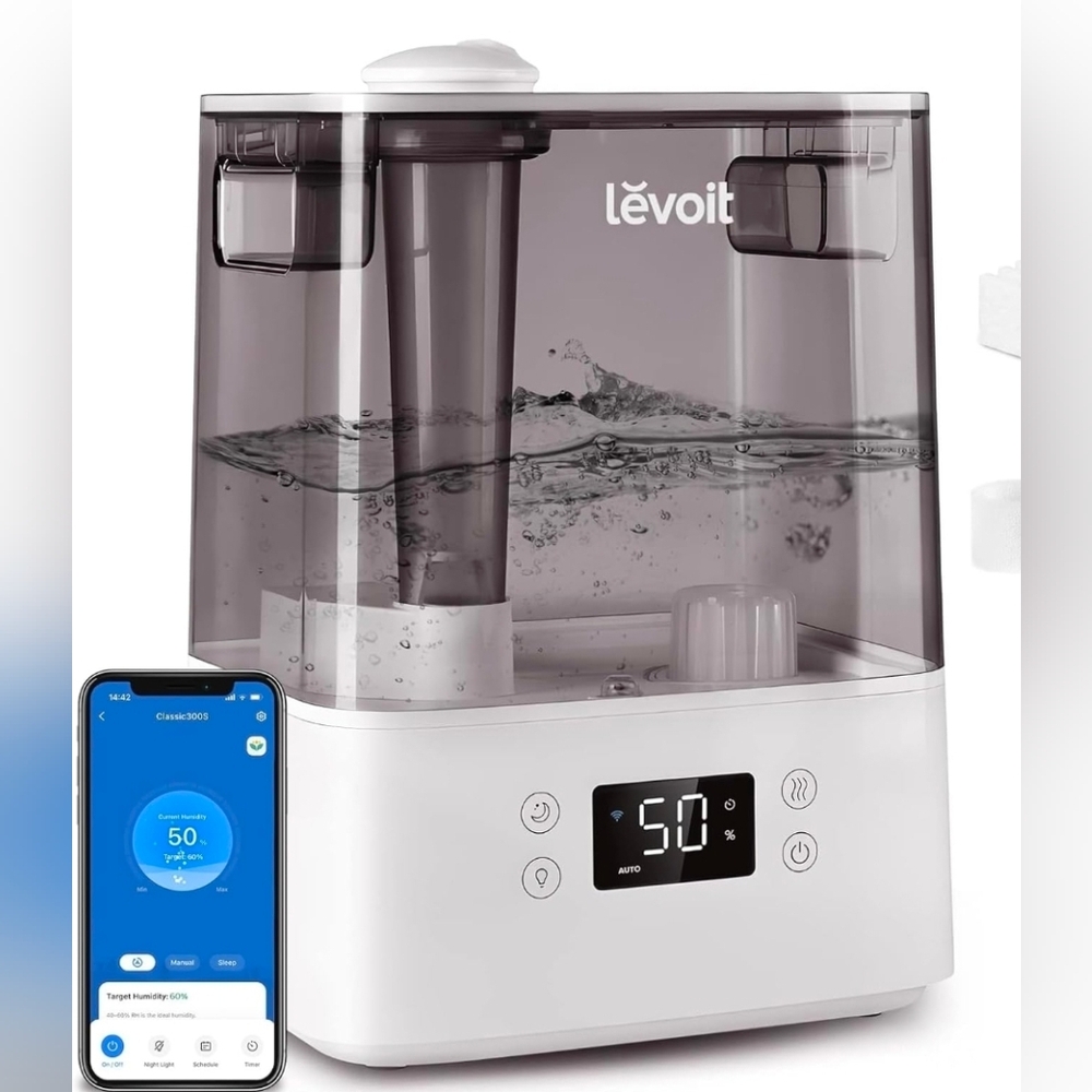 LEVOIT Smart Humidifiers for Bedroom Large Room Home,(6L) Cool Mist Top Fill